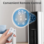 Antarctic Star Tower Fan Portable Floor Fans 85°Oscillating Fan Quiet Cooling 12H Timer Remote Control Standing Bladeless Electric 3 Wind Speeds 4 Modes Bedroom Office,36 inch, Black+White