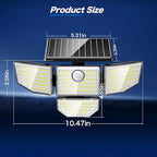 Adewalk 3000LM Outdoor Solar Light - Upgrade 4 Heads 188 LED Solar Motion Sensor Outdoor Lights, IP65 Waterproof Powered Light for Home Darkroom Backyard