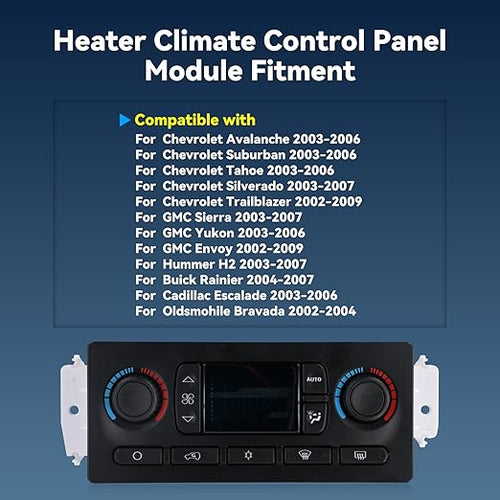 599-211XD A/C Heater Climate Control Module Panel Switch for 02-09 Chevy Silverado Suburban Tahoe Trailblazer Avalanche GMC Sierra Yukon Envoy Cadillac Escalade Rainier Hummer Bravada, OE# 10367041