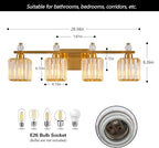 FDPBY Vanity Lights 4-Light Modern Crystal Vanity Light Gold Bathroom Light Fixtures Over Mirror Crystal Bathroom Vanity Lighting Fixtures