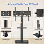 Rolling TV Stand, Mobile TV Cart for 32-75 Inch TVs up to 110 lbs, 18 Adjustable Heights, TV Floor Stand with Swivel Mount & Shelf, Max VESA 600x400mm, TV Stand on Wheels for Bedroom, Office, Outdoor