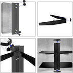 suptek Speaker Mount, Floating Glass Shelf Wall Mount Bracket for DVD Players/Cable Boxes/Games Consoles/TV Accessories, 2 Shelves, Black CS202