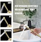 Handheld Bidet Toilet Sprayer, Brass Hand Held Bidet Attachment Cloth Diaper Toilet Sprayer with Backflow Preventer, Adjustable Water Jet Spray for Toilet with 7.9" Long Bidet Wand, Brushed Gold