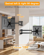 Extra Long Arm TV Wall Mount 48'' Extension, Rotating TV Wall Mount 180° Heavy Duty Full Motion for 26''-65'' Screens, VESA 400x400mm, Load 110 lbs, 16''Wood Stud/Concrete/Brick Wall, WHYFONE