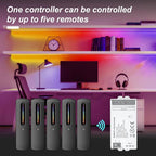 2.4GHz RF RGBCCT LED Strip Controller Remote Kit, Wireless Remote & Tuya Controller Dimmer with Group Control Adjust Brightness/Color Touch Slide for PWM 6Pin COB LED Strip Light DC5V DC12V DC24V