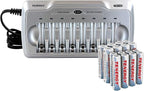 Tenergy TN145 8-Bay AA/AAA NiMH/NiCd Charger + 8xAA & 8xAAA Premium Batteries Combo
