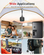 Portable Carbon Monoxide Detector Travel, Rechargeable 3-in-1 CO, Temperature & Humidity Meter, 240h Standby,Custom Alarm Thresholds, with Magnetic Back,for Hotel,Home,Camping for Car RV(Black)