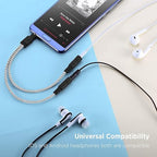 DUKABEL Headphone Splitter, Knitted 3.5mm Audio Splitter TRS 3-Pole Aux Splitter Cable for Headphones Earphones Speakers -Zebra White/2PACK