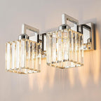 FDPBY Modern Bathroom Vanity Light 2-Lights Chrome Crystal Wall Lamp Bathroom Modern Crystal Vanity Lighting