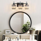 FDPBY Sand Black Bathroom Vanity Lights Crystal Vanity Light Bathroom Lighting Fixtures 3 Light Modern Vanity Lighting Fixtures