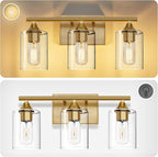 XPEHK Gold Bathroom Light Fixtures,3-Light Vanity Lights,Modern Brushed Brass Gold Wall Sconce Lighting,Bathroom Wall Lamp for Mirror Bedroom Living Room Vanity Table Hallway