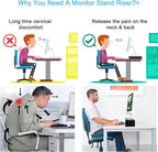 Marbrasse Monitor Stand Riser, 16.5 Inch 2 Tier Computer Printer Shelf Stand for Laptop Computer Screen Storage, Desktop Stand with Phone Holder and Cable Management Black