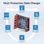 2Pack USB C Fast Charger Block, Total 60W 5-Port USB C Wall Charger 30W Type C Charging Block, 2USB C+3USB A PD 3.0 Multiport Charging Cube for iPhone 17 16 15 14 Pro Max, G-alaxy S25 S24 Ultra, i Pad