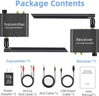 YEUGICEO 5.8GHz Wireless RCA AUX Audio Transmitter Receiver for TV Pojector,164Ft,9ms Latency, Volume Contral Knob, Used for TV Pojector to Activer Speaker Soundbar AMP