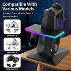Bioherm Charging Dock Compatible with Meta Quest 2/ Quest 3/Quest 3S/Quest Pro，RGB Charging Vertical Stand，Accessories with Brightness Adjustment and 14 Light Effects Adjustment, Type-C Charging Port