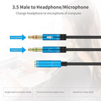 CANFON Headphone Splitter for Computer 3.5mm Female to 2 Dual 3.5mm Male Headphone Mic Audio Y Splitter Cable Smartphone Headset to PC Adapter(100CM, Black)