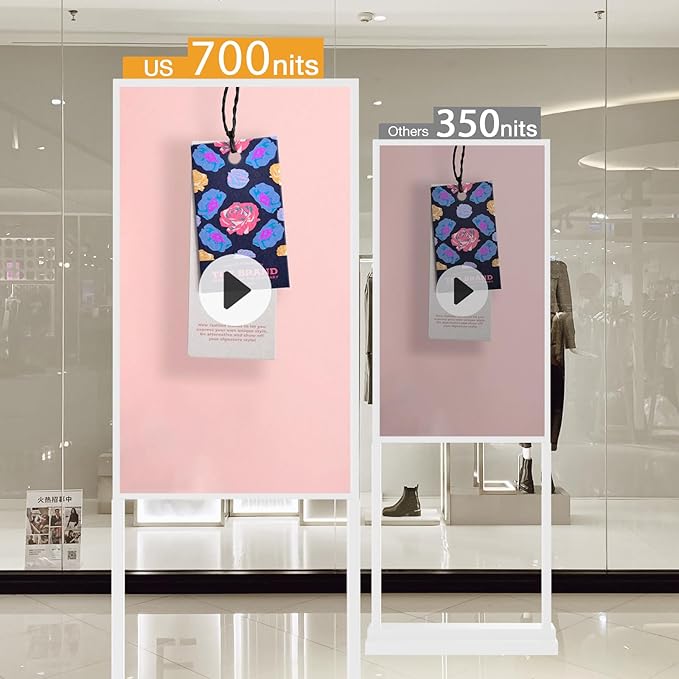 Canlarriz 43 Inch 4K Touchscreen Kiosk, Indoor Capacitive Touch Floor Standing Digital Signage Displays, Advertising Display LCD Kiosk, UHD Interactive Display Poster Android System, HDMI/USB/WiFi