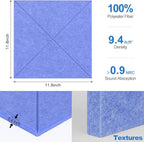 Sonicism 12 Pack X-Lined Acoustic Panels with Self-Adhesive, 12" X 12" X 0.4" Sound Proof Foam Panels, Decorative Soundproof Wall Panels, Sound Proofing Panels for Home & Office, Sky Blue