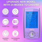 Belfiu TENS & PMS 24 Modes Muscle Stimulator for Pain Relief Therapy, Electronic Pulse Massager Muscle Massager with 10 Pads, Dust-Proof Drawstring Storage Bag, Fastening Cable Ties