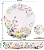 iLeadon Mouse Pad with Wrist Support Keyboard Wrist Rest Set, Ergonomic Mouse Pad with Non-Slip Base for Computer Laptop Home Office + Coasters, Easy Typing & Pain Relief Mouse Mat, Wild Flowers
