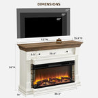 OKD 52 Inch Electric Fireplace with Mantel, Fireplace TV Stand with 36" 3-Sided Glass Electric Fireplace Heater for Living Room (Antique White)