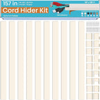 Beige Cord Cover Wire Hiders - 157in Cord Hider Wall Mounted TV, Cable Cover Wall Wire Hider for Cords, Hide Wires Along Wall, Cord Concealer Cable Channel, Cable Raceway, Wire Molding for Wall