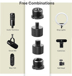 IXTECH Mic Stand Adapter Set 8 pieces Metal Microphone Stand Screw Thread Adapter 5/8 Female to 3/8 Male 3/8 Female to 5/8 Male 5/8 Female to 1/4 Male 1/4 Female to 5/8 Male Tripod Adapter ADP02A Blck