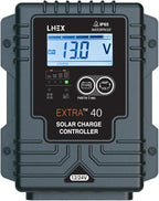 LNEX Solar Charge Controller Waterproof, 40A Solar Panel Regulator with Temp Sensor,Backlit LCD, 12V/24V PWM Solar Controller for LiFePO4,AGM, Gel, Flooded and Lithium Battery