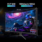 KTC 32 Inch Curved Gaming Monitor, 2K 180Hz Computer Monitor, Up to 185Hz, QHD 1500R PC Monitor 1ms with Adaptive Sync, DisplayPort/HDMI/USB, VESA Wall Mount, Tilt Adjustable, H32S5