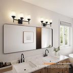 AONEON Vanity Lighting Fixtures Oil Rubbed Bronze 3-Light with White Frosted Glass Shade, Wall Sconces for Bathroom Cabinet Porch Kitchen T001ORB-L3