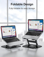 MCHOSE Laptop Stand, H-Design Stable Computer Stand, Ergonomic Laptop Riser with 360° Rotating Base, Notebook Compatible with All 10-17” Laptops, Black