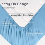 Bambaw 100% Viscose Derived from Bamboo Fitted Sheet Twin Size, Twin Mattress Fitted Sheet Only, Cooling Fitted Sheet Twin Size, 15’’ Deep Pocket Blue Twin Fitted Sheet, Soft Fitted Sheet (Dream Blue)