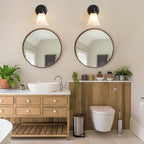 LOUSACE 2 Pack 1-Light Bathroom Vanity Lights Black Vintage Bathroom Lighting Fixtures with Opal White Glass, Set of 2 Single Vanity Wall Sconces for Side Mirror Cabinet Stairs Kitchen Living Room