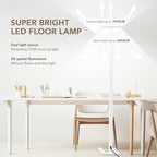 120W LED Floor Lamp, 76.8" Tall Reading Light, 10000LM Knob Dimming Standing Lamp, Full Spectrum Eye Care Reading Lamp, 4000K Natural Daylight for Study Room, Office, Living Room, Bedroom (White)