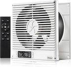 Windigaga 8" Room to Room Fan with Remote, 320CFM Through Wall Air Transfer Fan with Temperature Control, Reversible Airflow Design, 10 Speeds, Quiet Balance Exhaust Vent for Bedroom, Laundry,Kitchen