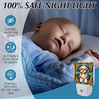 PODMemory Shih Tzu Stained Glass Night Lights Plug into Wall for Room, Shih Tzu Night Light LED for Bedroom
