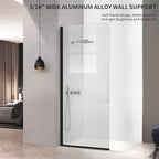 Bathroom Shower Door Screen, 34 in. W x 74 in. H Single Panel Frameless Shower Screen with Tempered Glass, for Bathroom and Bathtub, Clear Shower Door Screen with Matte Black Rods