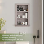 Recessed Medicine Cabinet,Fully Assembled 14x24 Recessed Wall Niche Insert,Waterproof in Wall Medicine Cabinet for Bathroom,Replacement Medicine Cabinet Shelves for Living Room,Washed Oak