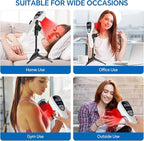 Red Light Therapy Device for Body Pain ReIief with Stand, 6x808nm+12x650nm Handheld Near Infrared Light Therapy with PW Pulsed Wave Model for Human and Pet Body Joint Back Knee Muscle