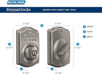 SCHLAGE BE365 CAM 622 Keypad Electronic Deadbolt, Matte Black