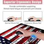 BFUKVOU Large Keyboard Mouse Pad Set, Extended Mouse Pad+Keyboard Wrist Rest Support, Memory Foam Ergonomic Easy Typing, 4Pcs (31.5×11.8 in) Desk Pad Set for Office Home,American Flag on Brick Wall