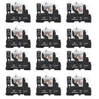 12 Pcs 12Amp Power Relay Switch UL Listed 24V DC Relay Coil, 5 Pin SPDT 1NO 1NC with Test Button, LED Module Light, Socket Base, DIN Rail