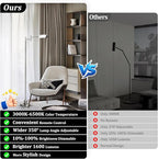 Dimmable Pharmacy Floor Lamp with Remote, 17W LED Reading Floor Lamp with 360°Swing Arm, 3 Color Temperature, Height Adjustable Silver Standing Task Lamp for Living Room, Bedroom, Brushed Nickel