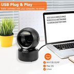 NetumScan Automatic Omnidirectional Desktop Barcode Scanner, Hands-Free USB Wired QR Barcode Reader, 1D 2D Bar Code Image Sensing for Warehouse, Supermarket, Retail Store, Bookstore Pos System