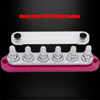 6 x M10 (3/8") Studs Power Distribution Block Bus Bar 12V, Ampper 7" HD 300A Marine BusBar Battery Distribution Block W/Cover for Car Boat Solar (Red)