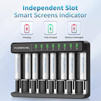 POWEROWL Rechargeable AAA Batteries Kit - 8 Pack 1000mAh High Capacity Low Self Discharge NiMH Double A Battery with 8 Independent Slots Charger