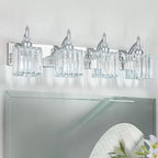 BBLLWJ Modern Bathroom Vanity Light 4-Light Chrome Crystal Light Fixtures Over Mirror for Bathroom Wall Sconce
