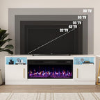 VITESSE Fireplace with TV Stand 36" inch Electric Fireplace Up to 80" TVs, LED Light Entertainment Center, 70" Modern Wood High Gloss with Highlight Storage Cabinet for Living Room (White)