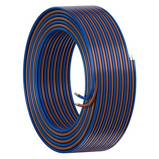 HiFind 16/2 Gauge AWG Car Audio Speaker Wire Cable 50 Ft, Professional Shielded OFC Zipper Wire, Transparent Soft PVC for Automotive Stereo HiFi Home Theater System, Subwoofer, Blue+ Brown