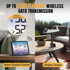 Raddy VP7 5-in-1 Weather Station Wireless for Indoor Outdoor | 7.4" Large Digital Color Display, with Barometer, Rain Gauge, Wind Speed, Atomic Clock, Weather Forecast, Temperature Humidity Monitor